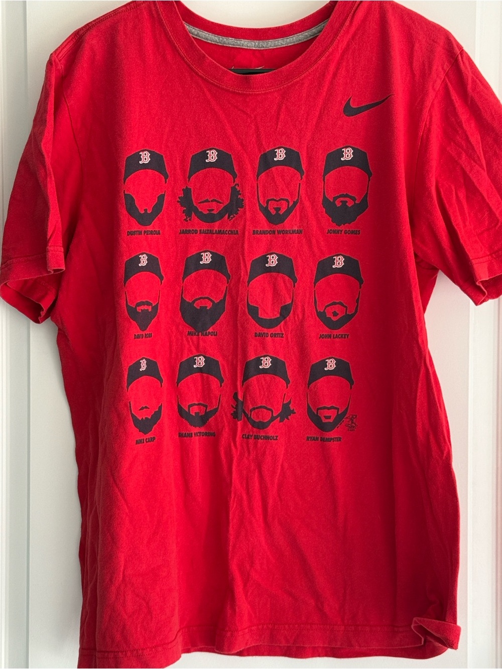 Nike Red Boston Red Sox Beards Graphic Men’s Shirt